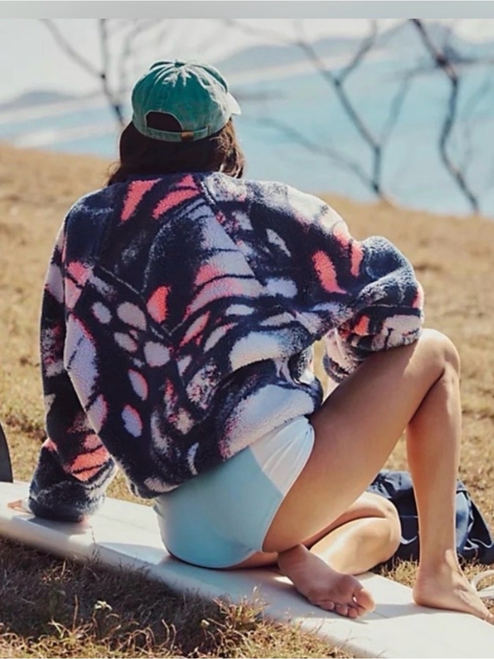 Free People Hit The Slopes Printed Fleece Pullover. NWT. Butterfly size M